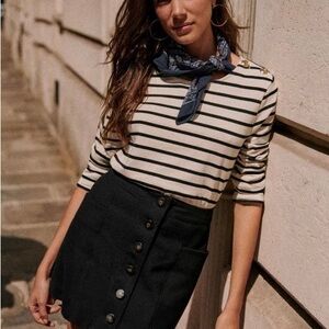 Sezane Black Long Sleeve Pencil Top